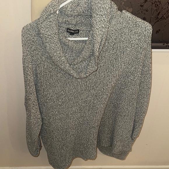 Express Gray Cowl Neck Sweater with Cozy Knit - Picture 1 of 4
